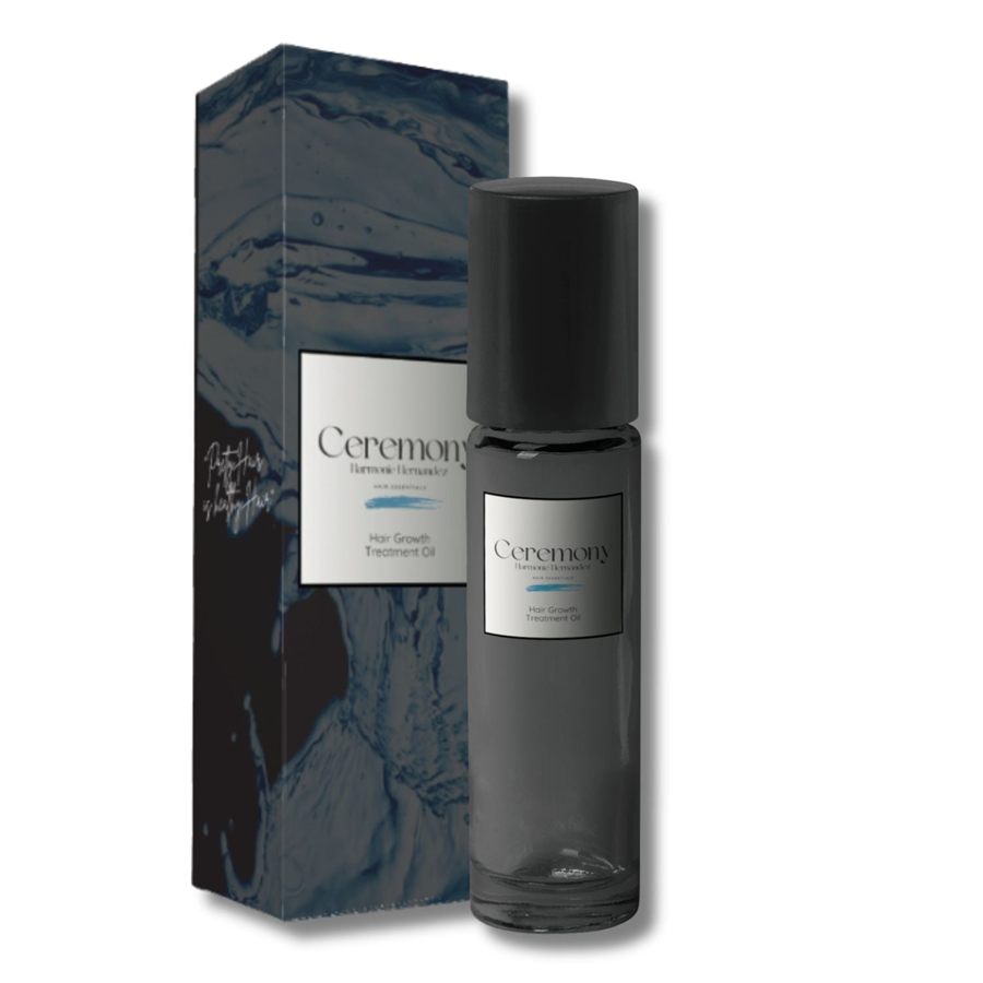 Ceremony Organic Hair Growth Oil with its box.