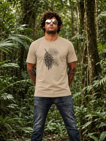 Renan wearing the A&ccedil;a&iacute; botanical tee.