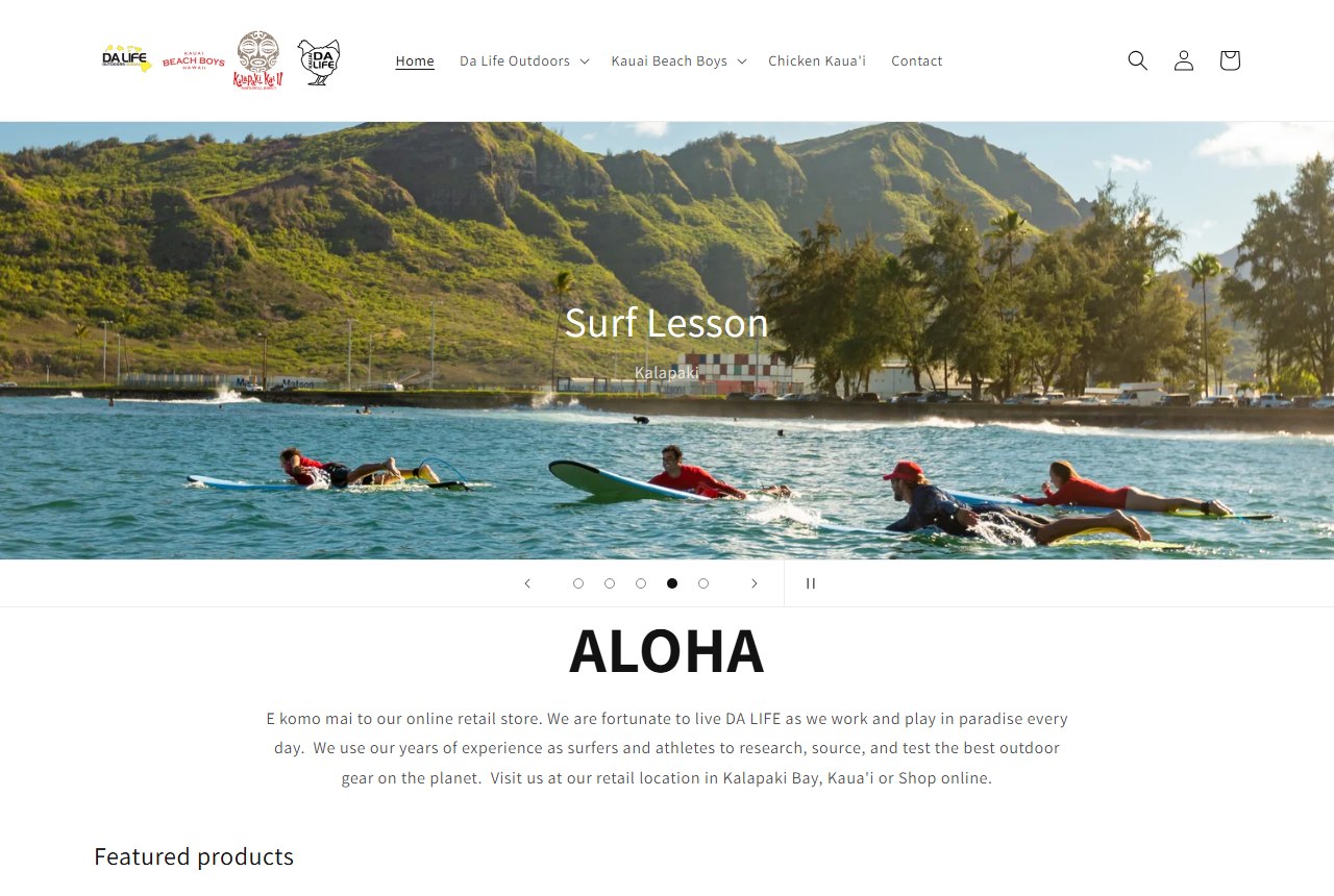 Da Life Outdoors / Kauai Beach Boys storefront.